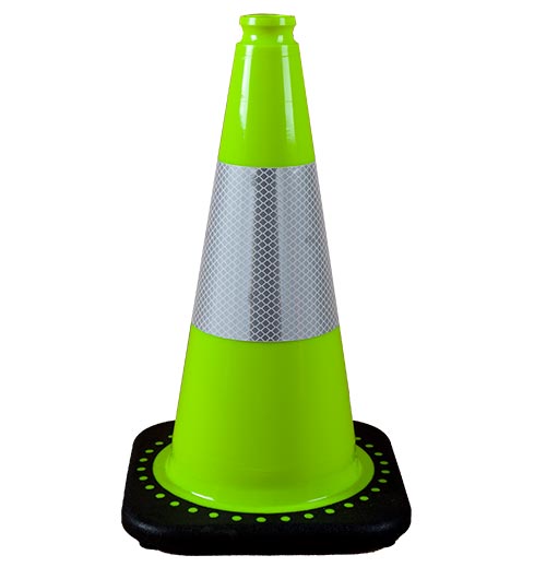 18" Fluorescent Green Cone W/ 6" Reflective Collar - Sportsplace.store