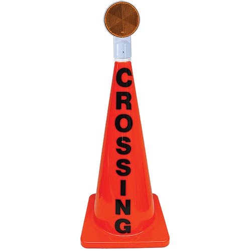 28" Orange Message Cone W/ Reflector (crossing) - Sportsplace.store