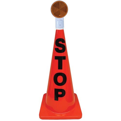 28" Orange Message Cone W/ Reflector (stop) - Sportsplace.store