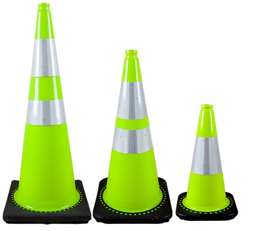 36" Fluorescent Green Cone W/ 4" And 6" Reflective Collars - Sportsplace.store