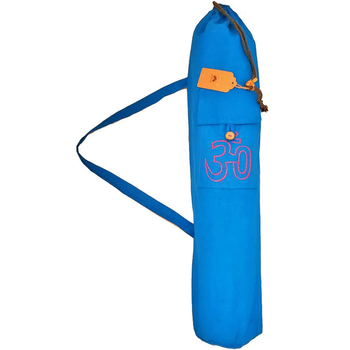 Cotton Hindu Sanskrit Aum Yoga Mat Bag Carrier with Front Pocket