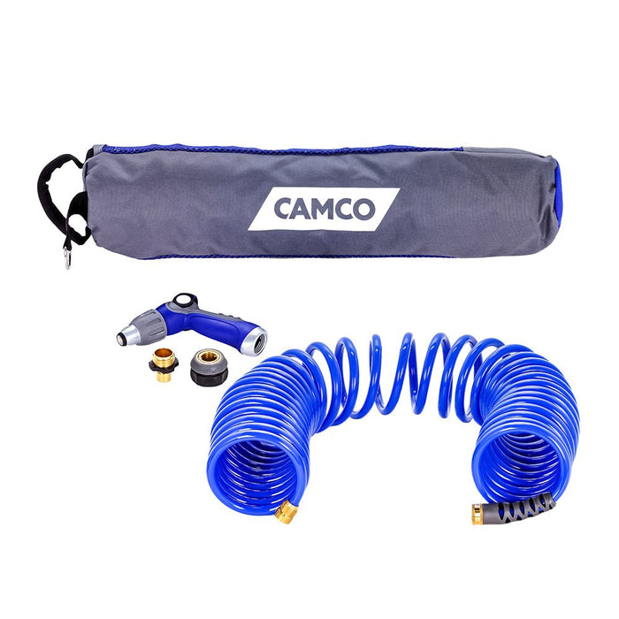 Camco 40' Coiled Hose & Spray Nozzle Kit - Sportsplace.store