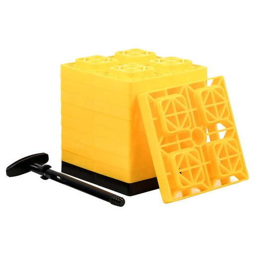 Camco FasTen Leveling Blocks w/T - Handle - 2x2 - Yellow *10 - Pack - Sportsplace.store