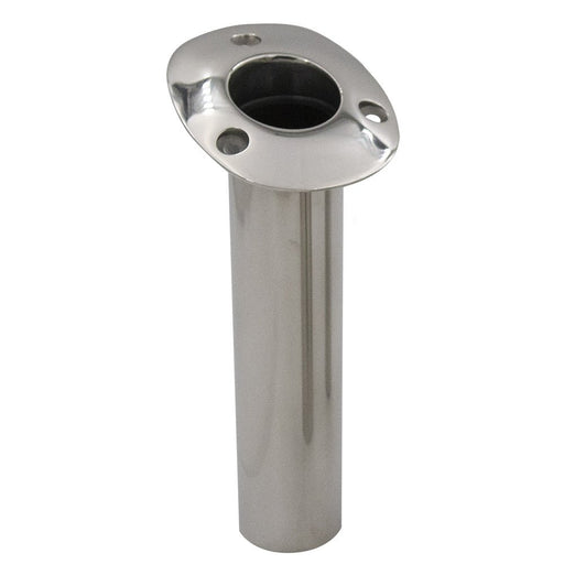 C.E. Smith 70 Series Standard Flush Mount Rod Holder - 15 Degree - Stainless Steel - Gimbal Bar Bottom - Black Liner - Sportsplace.store