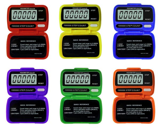 Colored Step Pedometers - Set Of 6 (1 Ea. Color) - Sportsplace.store