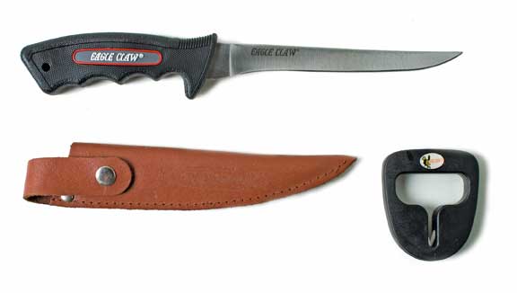 Eagle Claw Tool Fillet Knife-Soft Handle w/Sheath and Sharpner - Sportsplace.store