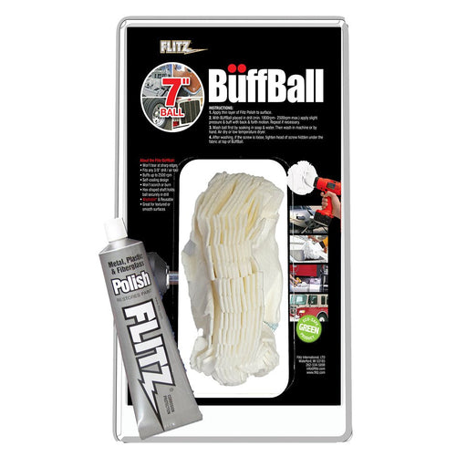 Flitz Buff Ball - Extra Large 7" - White w/1.76oz Tube Flitz Polish - Sportsplace.store