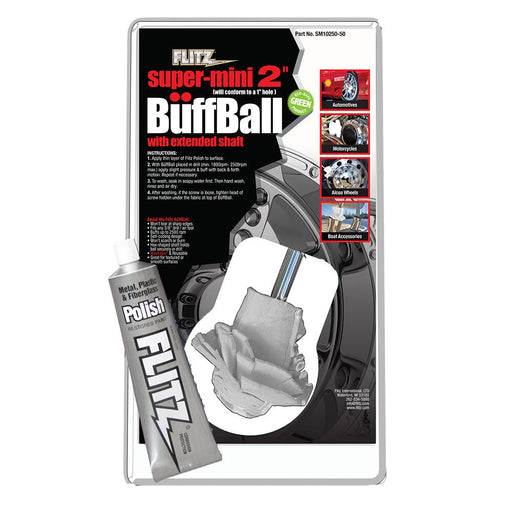 Flitz Buff Ball - Super Mini 2" - White w/1.76oz Tube Flitz Polish - Sportsplace.store