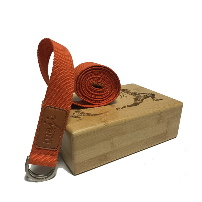 Laser Engraved Bamboo Block & Strap Combo - Size: 9X6X3IN | Pack Of: 1 | Block material: Bamboo - Sportsplace.store