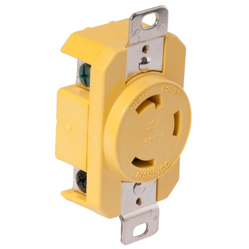 Marinco 305CRR 30A Receptacle - Yellow - 125V - Sportsplace.store