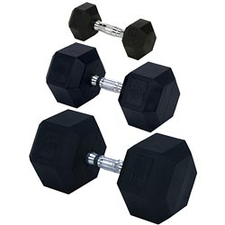 Rubber Encased Solid Hex Dumbbell 10lb - Sportsplace.store