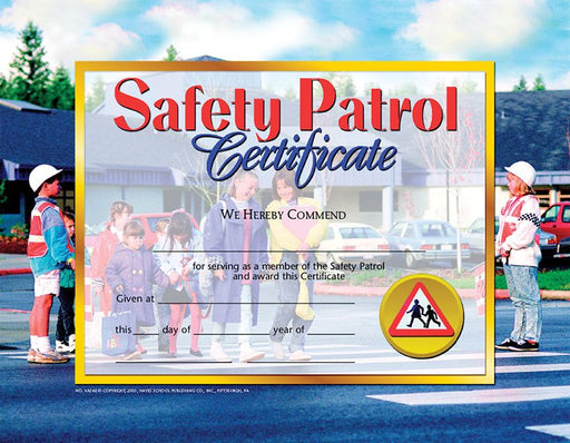 Safety Patrol Certificate - Sportsplace.store