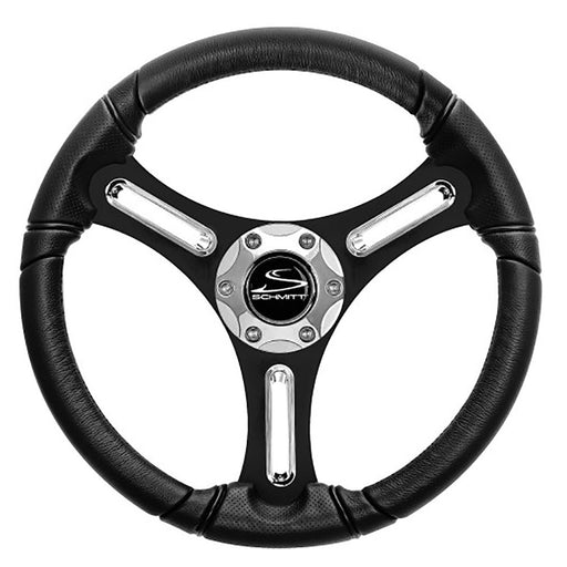 Schmitt Marine Torcello 14" Wheel - 03 Series - Polyurethane Wheel w/Chrome Trim & Cap - Brushed Spokes - 3/4" Tapered Shaft - Sportsplace.store