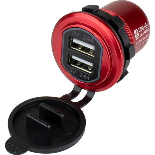 Sea - Dog Round Red Dual USB Charger w/1 Quick Charge Port + - Sportsplace.store