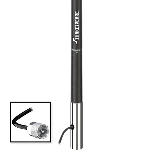 Shakespeare VHF 4' 5104 Black Antenna Classic w/15' RG - 58 Cable - Sportsplace.store