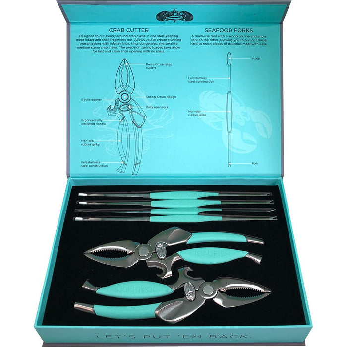 Toadfish Crab/Lobster Tool Set - 2 Shell Cutters & 4 Seafood Forks - Sportsplace.store