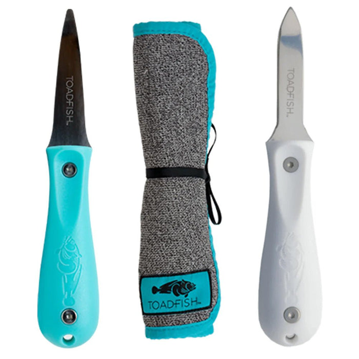 Toadfish Shucker's Bundle - Put 'Em Back Oyster Knife, Professional Oyster Knife & Cut-Proof Shucking Cloth - Sportsplace.store