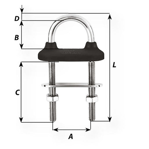 Wichard Black Watertight U - Bolt - 6mm Diameter - 15/64" - 70mm Length - 2 - 3/4" - Sportsplace.store