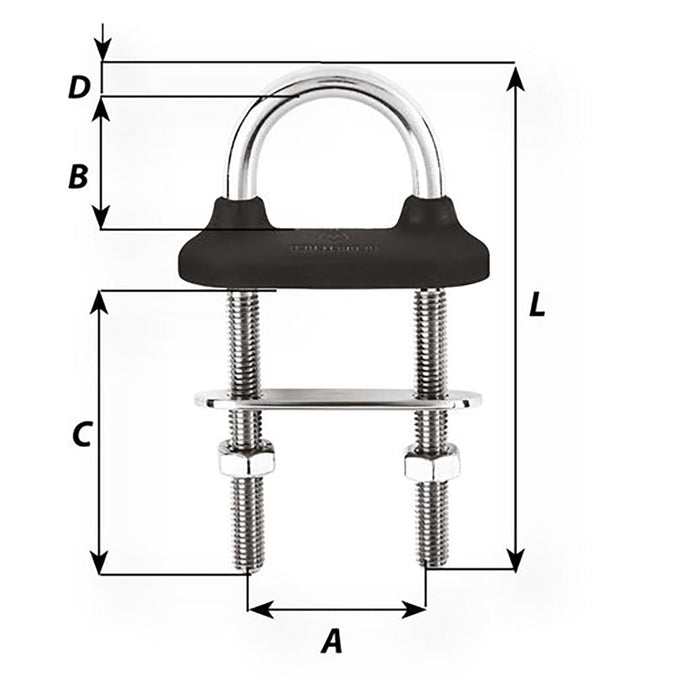 Wichard Black Watertight U - Bolt - 6mm Diameter - 15/64" - 70mm Length - 2 - 3/4" - Sportsplace.store